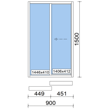 4mm Matelux Toughened Single Glazed - Sliding Window